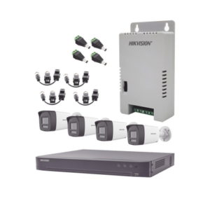 Kit Audio Bidireccional TurboHD 4K-3K / DVR 4 Canales 4K / 4 Cámaras Bala (Exterior) con Bocina y Microfóno Integrado 3K / 1 