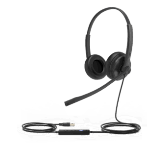 Diadema USB Alámbrica Yealink UH34 Dual Teams C/ Almohadillas de Cuero Compatible con Teléfonos IP Yealink y Computadoras