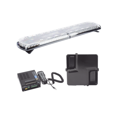 Kit de Sirena Vehicular H2 Covert, Bocina ultradelgada y Torreta 48″ Serie 12 con 130 LED, dual color rojo/azul/claro/ambar,