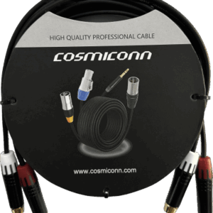Cable 2 RCA x 2 RCA, conectores negros, con diferenciador de blanco y rojo (2x MT380-RD – 2x MT380-WH), length 3m - COSMICONN