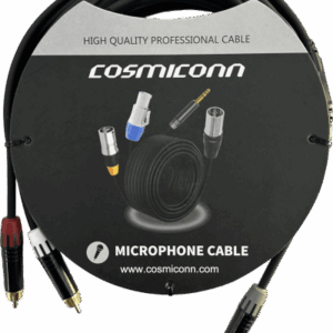 Cable 3.5mm a 2 RCA, conectores negros, con diferenciador de blanco y rojo en RCA MT380-RD – MT380-WH – MTP3C-BG, length 5m -