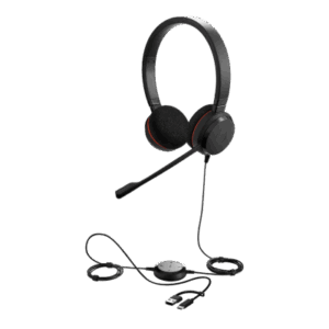 Jabra Evolve 20 DUO con Conexión USB C/A, Micrófono con Cancelación de Ruido de Ultima Generación, Configuración Plug and Pla