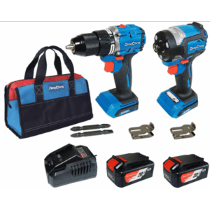 Kit Taladro Percutor y Atornillador de Impacto 20V / Motor Brushless / 2 Baterías 4.0Ah Li-ion / Cargador y Bolsa de Transpor