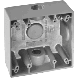 Caja Cuadra de 1/2″ a Prueba de Intemperie/ Cuenta con 2 salidas. - RAWELT