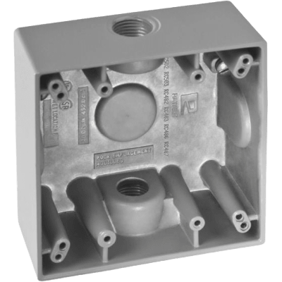 Caja Cuadra de 1/2″ a Prueba de Intemperie/ Cuenta con 2 salidas. - RAWELT