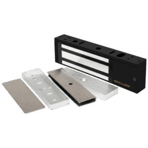 Kit Para Control de Acceso Incluye Chapa Magnética de 1200 Lbs Color Negro / Montaje En “U” Para Puerta de Cristal / Uso Inte