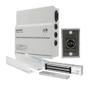 Kit para Control de Acceso Incluye Fuente de 12VCD / Soporta Batería de Respaldo/ Chapa Magnética de 600Lbs / Montajes L y Z 