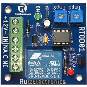 Tarjeta Temporizadora RTOD01 / Retardo 0-60 segundos / Duración 0-60 segundos / Alimentación 12VDC / Salida Relevador NA-NC-C