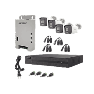 Kit HiLook Audio Bidireccional TurboHD 1080p / DVR Metalico 4 Canales / 4 Cámaras Bala (Exterior) con Bocina y Micrófono Inte