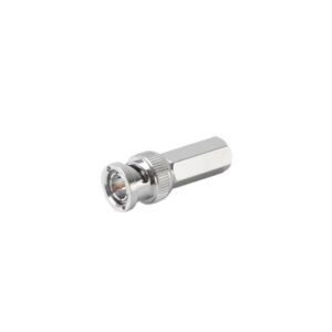 Conector BNC Macho de Ensamble Roscable (Hex.) en Sentido de las Manecillas de Reloj para Cable Coaxial RG-59/U, Níquel/ Oro/
