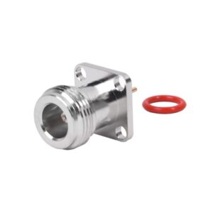 Conector N Hembra de Montaje de Panel con 4 perforaciones a 12.7 mm, soldable. - RF INDUSTRIES,LTD