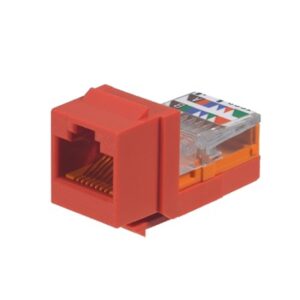 Conector Jack Estilo Leadframe, Tipo Keystone, Categoría 5e, de 8 Posiciones y 8 Cables, Color Rojo - PANDUIT