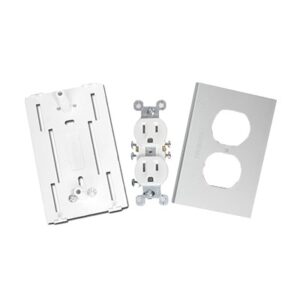 Contacto eléctrico doble, soporte y tapa de PVC auto extinguible y aluminio, universal (8191-10200) - THORSMAN