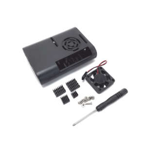 Kit Gabinete para Raspberry Pi 4 Model B / Plástico ABS / Color Negro / Ventilador / Disipadores / Incluye Desarmador