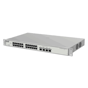 Switch Administrable PoE Capa 2+ Plus, con 24 puertos Gigabit PoE 802.3af/at + 4 SFP+ para fibra 10Gb, gestión gratuita desde la nube, 370w