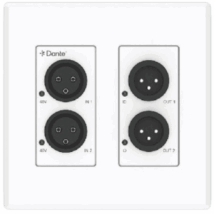 Extensor de Audio Analógico XLR a Dante® | 2 Entradas y 2 Salidas | Conversión Digital de Audio | PoE IEEE 802.3af | Phantom Power 48V | Latencia Configurable 1-5ms | Rango Dinámico >90dB
