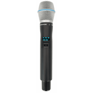 Micrófono Mano Inalámbrico EP-59H | Rango Frecuencia 470-510MHz, 540-590MHz, 640-690MHz, 807-830MHz | Potencia Salida ≥10dBm | Autonomía >10 Horas | Mute Automático por Caída | Display OLED | 7 Niveles Potencia Aju
