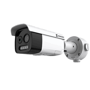 (HIKMICRO) Bala IP Bi-Espectral / Térmica (256 X 192 / 9.7 mm) + Óptica (5 MP / 12.4 mm) / IA GUANLAN / Rango: -20°C a 150°C / 8°C Margen / Detección de Fuego y Humo / Alarma Visual y Audible / Dual Light / PoE / IP67 / IK