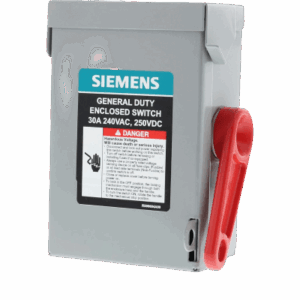 Interruptor de Seguridad GNF321RA, 240Vca, 3 polos, 30 Amp, sin portafusibles, Nema 3R.