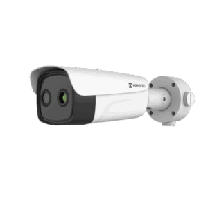 Cámara Bullet Dual Térmica y Óptica/ 256×192 Térmico + 5MP Óptico / IA para Detección Humana y Vehicular / Medición Temperatura -20°C a 150°C / Detección Fuego y Fumadores / IP67