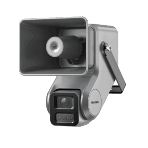 Cámara IP 4 Megapixel + Bocina IP Integrada / Lente Motorizado 2.8 a 12 mm / 7 Watts de Potencia / Exterior IP67 / PoE+ / Met