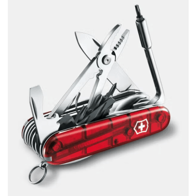 Navaja Multifunción Cyber Tool L / 39 Herramientas Profesionales / Para Técnicos Digitales / Llave Tuercas Tecnológica / Dados Hexagonales D-SUB / Set Bits Phillips-Torx-Hex / ABS-Cellidor Rojo / Fabricación Suiza - Image 3