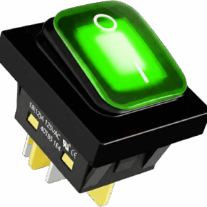 Interruptor tipo Switch con Led Color Verde / IP65 / Diseño Industrial / NO, COM, NC / Terminales tipo F1