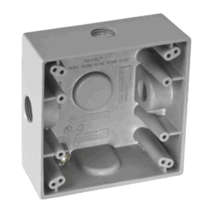 Caja Cuadra de 1/2" a Prueba de  Intemperie/ Cuenta con 3 salidas.