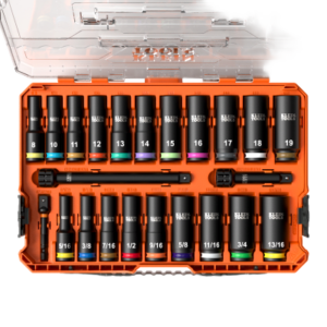 Juego de Dados de Impacto KNECT™ (M) / 3/8" Drive Profundo / SAE y Métrico / 23 Piezas / Adapters Multi-Propósito / MODbox™ Case