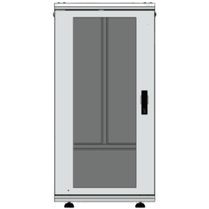 Gabinete Rack 24 Unidades / 19 Pulgadas / Puerta de Cristal / Piso / Acero Calibres 16-18-20 / 750 Kg Carga / 600x605x1190 mm (23.6x23.8x46.9 in) / Vidrio con Cerradura