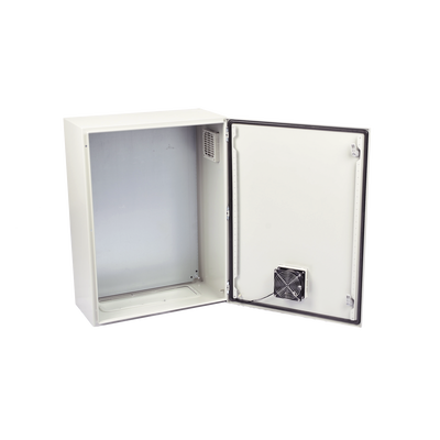 Gabinete Ventilado de Acero IP55 Uso en Exterior (400 x 600 x 250 mm) con Placa Trasera Interior Metálica y Compuerta Inferior Atornillable. Incluye Ventilador, Ventilas, filtros, Chapas y Llave T. - Image 6