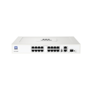 16 x 10/100Mbps PoE Ports, 2 x 10/100/1000Mbps RJ45 Uplink Ports and 1 x 1000Mbps SFP Slot