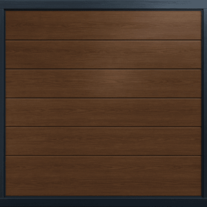 Puerta de Garage de Alta Calidad / Linea Central / Imitacion madera / oscura / 16x8 pies / AISLADA / Estilo Americana.