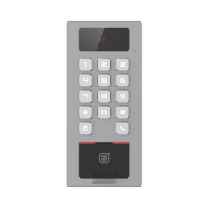 (PoE / 2 Relays) Terminal de Control de Acceso / Videoportero Multiapartamento Llamada a App / Teclado / Exterior Antivandálico IP65 & IK09 / Huella, Tarjeta, Código QR, PIN o App Hik-Connect  / Cámara 2 MP compatible con NVRs
