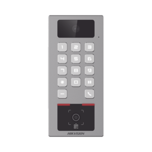 (PoE / 2 Relays) Teclado con Lector Físico de QRs para Exterior Antivandálico IP65 & IK09 con función de Videoportero Multiapartamento / Tarjeta, Código QR, PIN o App HikConnect  / Cámara 2 MP compatible con NVRs /