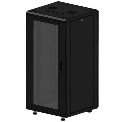 Gabinete Rackeable 19 Pulgadas / 24 Unidades / Piso / Puerta de Cristal / Acero Calibres 16-18-20 / Capacidad 750 Kg / Dimensiones 600x605x1190 mm (23.6x23.8x46.9 in) / Ventilación 120 mm / Cerradura - Image 2