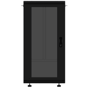 Gabinete Rackeable 19 Pulgadas / 24 Unidades / Piso / Puerta de Cristal / Acero Calibres 16-18-20 / Capacidad 750 Kg / Dimensiones 600x605x1190 mm (23.6x23.8x46.9 in) / Ventilación 120 mm / Cerradura