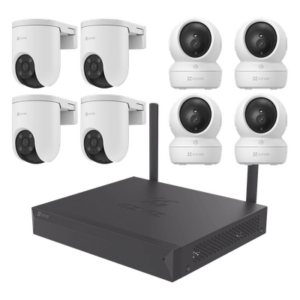 Kit de cámaras Wi-Fi / 3 Megapixel / Incluye 8 Cámaras (4 camaras Para Interior y 4 Cámaras Para Exterior) / 1 NVR WI-FI 8 Canales / Vision Nocturna a Color / Detección de Humanos
