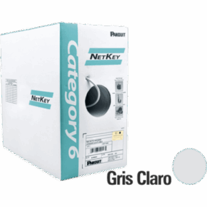 Bobina de Cable UTP de 305 Metros (1000 Pies) de Cobre, NetKey, Gris Claro, Categoría 6 (24 AWG), 1000Mbps, Riser (CMR), de 4 Pares