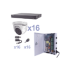 KIT TurboHD 1080p / DVR 16 Canales / 16 Cámaras Eyeball (exterior 2.8 mm) / Transceptores / Conectores / Fuente de Poder Profesional