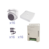 KIT TurboHD 1080p Lite / DVR 16 Canales / 16 Cámaras Eyeball  Exterior ( 2.8mm) / Transceptores / Conectores / Fuente de Poder Profesional
