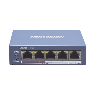 Switch Monitoreable PoE+ / 4 puertos 100 Mbps PoE+ / 1 Puerto 100 Mbps Uplink / PoE hasta 250 Metros / 60 Watts / Conexión Remota desde Hik-PartnerPro - Image 3