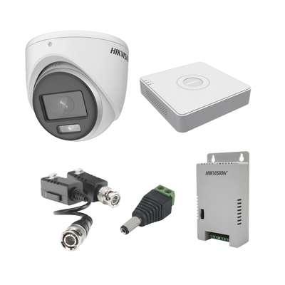 Kit de Videovigilancia TurboHD / DVR 4 Canales / 4 Cámaras Eyeball Exterior 1080p Lite / Visión Nocturna Color 24/7 / 20 m Iluminación / Fuente Regulada / Transceptores Pasivos