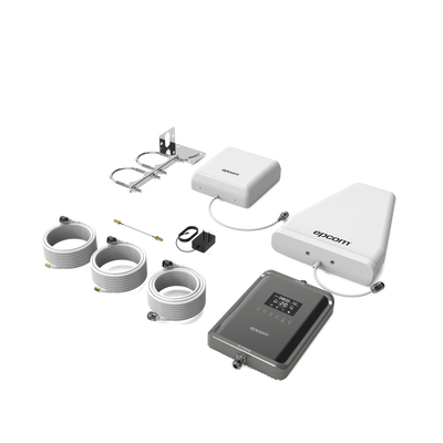 Kit Amplificador de Señal Celular 2G, 3G, 4G y 5G / Mejora llamadas convencionales y VoLTE / Amplifica señal de TELCEL, AT&T, MOVISTAR, BAIT,DiRi y más / Cubre hasta 300 m² con una antena y hasta 600 m² con 2 antenas.
