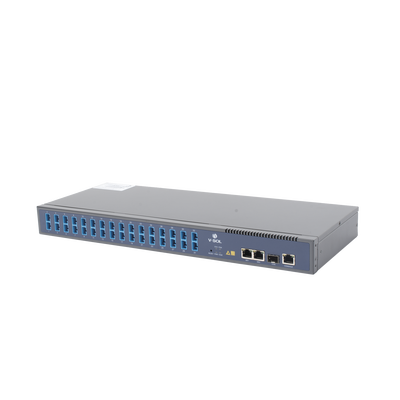 OLT GPON / 1 Puerto PON con Splitter 1:32 / 3 Uplink (2 GE + 1 SFP/SFP+) / Hasta 128 ONUs / 20 km / 1.73 ft Rack