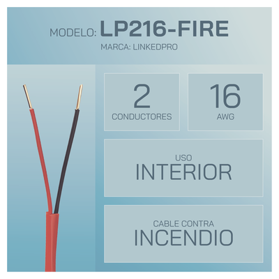 Cable FPLR / 2x16 AWG / 305m (1000 pies) / Rojo / UL 1666 FT4 / Detección y Evacuación de Incendios - Image 2