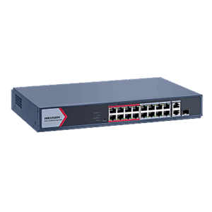 Switch PoE+ / Monitoreable / 16 Puertos 10/100 Mbps PoE+ / 2 Puertos 1000 Mbps Uplink / 1 Puerto SFP Uplink / Modo Extendido hasta 300 Metros / 130 W