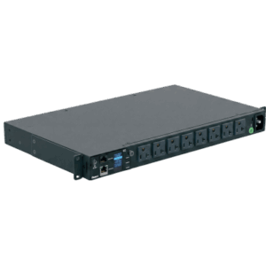 PDU Monitoreable (MI) para Distribución de Energía, Enchufe de Entrada NEMA 5-15P, Con 8 Salidas 5-20R, Horizontal 19in, 120 Vca, 20 Amp, 1UR