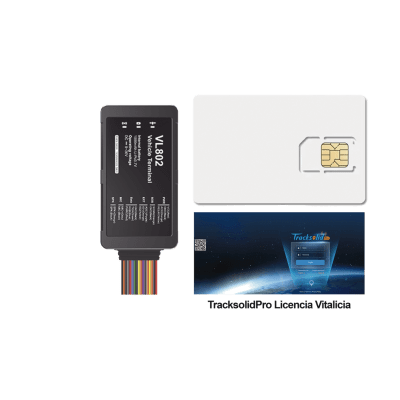 Kit localizador vehicular / 4G LTE con respaldo GSM / BLE / RS485 / Audio bidireccional / SIM incluida 500MB 2 años / Plataforma TrackSolidPro / Compatible sensor ultrasónico UL212 / 105x56x22mm (4.13x2.20x0.87 pulgadas)