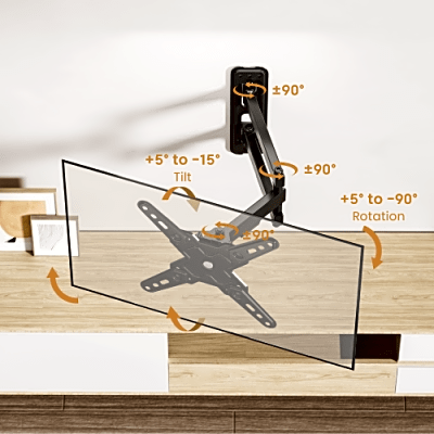 Soporte de Pared Articulado para Pantallas / VESA 75x75 a 200x200 / Hasta 43 Pulgadas / Carga 20 kg (44 lbs) / Movimiento Completo / Perfil 66 mm - Image 3